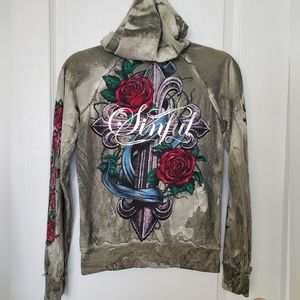 Sinful Tie Dye Hooded Zip Up Jacket